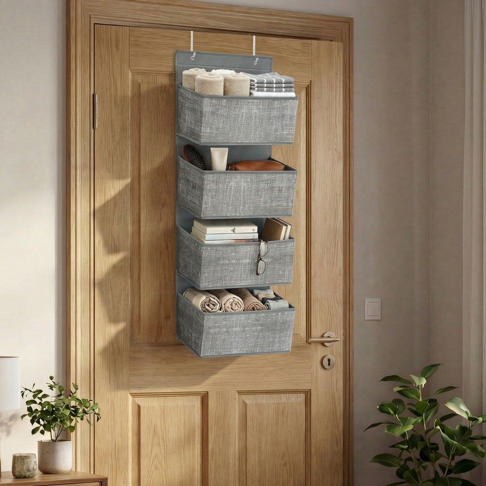 Hanging Door Organiser - 4 Pockets - Non-Woven Fabric - Reinforced Panels
