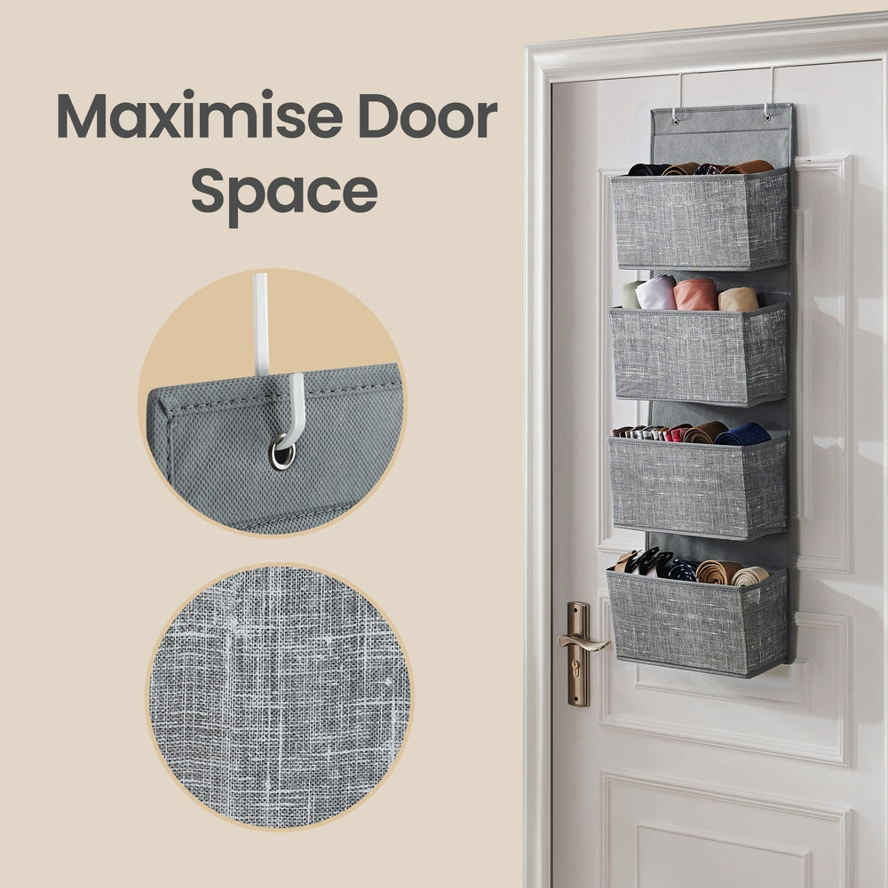 Hanging Door Organiser - 4 Pockets - Non-Woven Fabric - Reinforced Panels