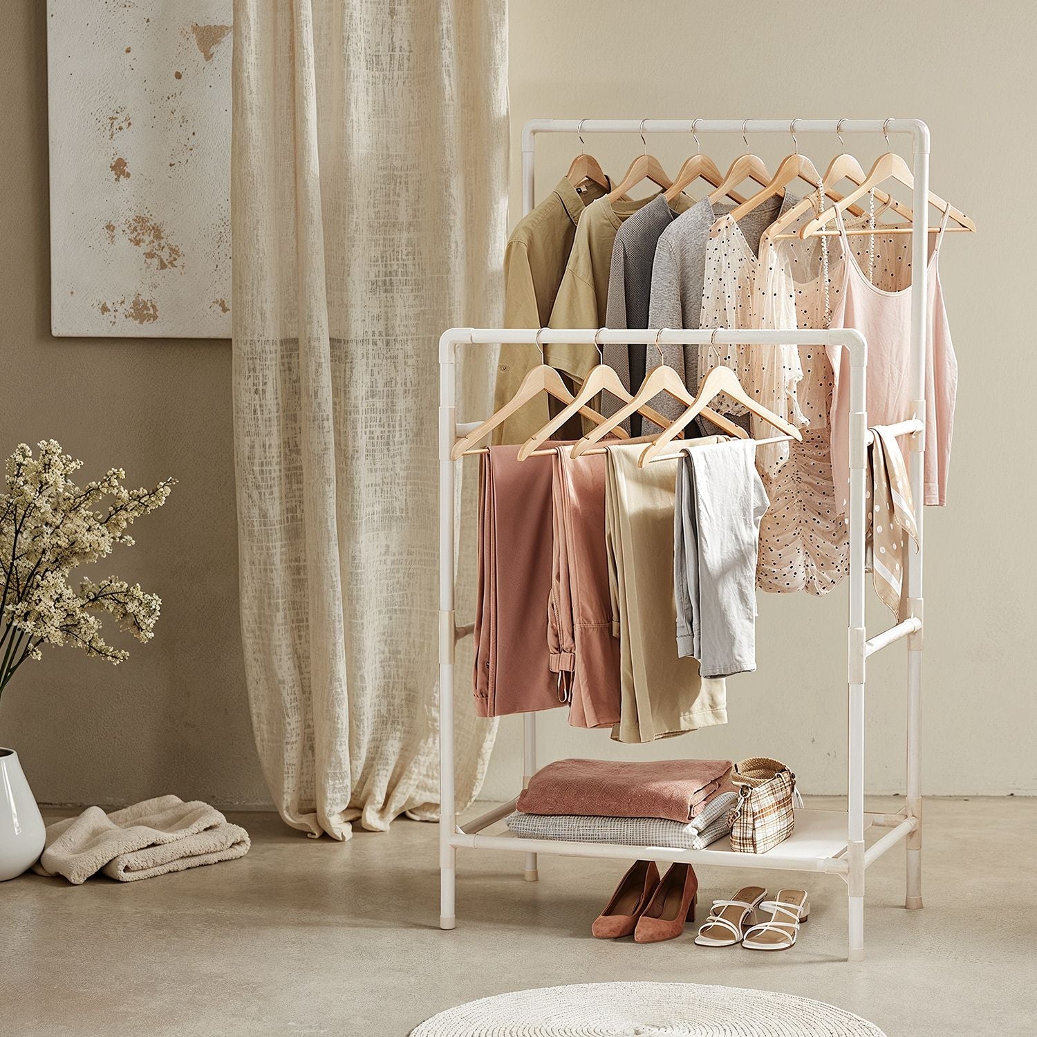 Clothes Rack - 55 kg - Metal - 2 Hanging Rails