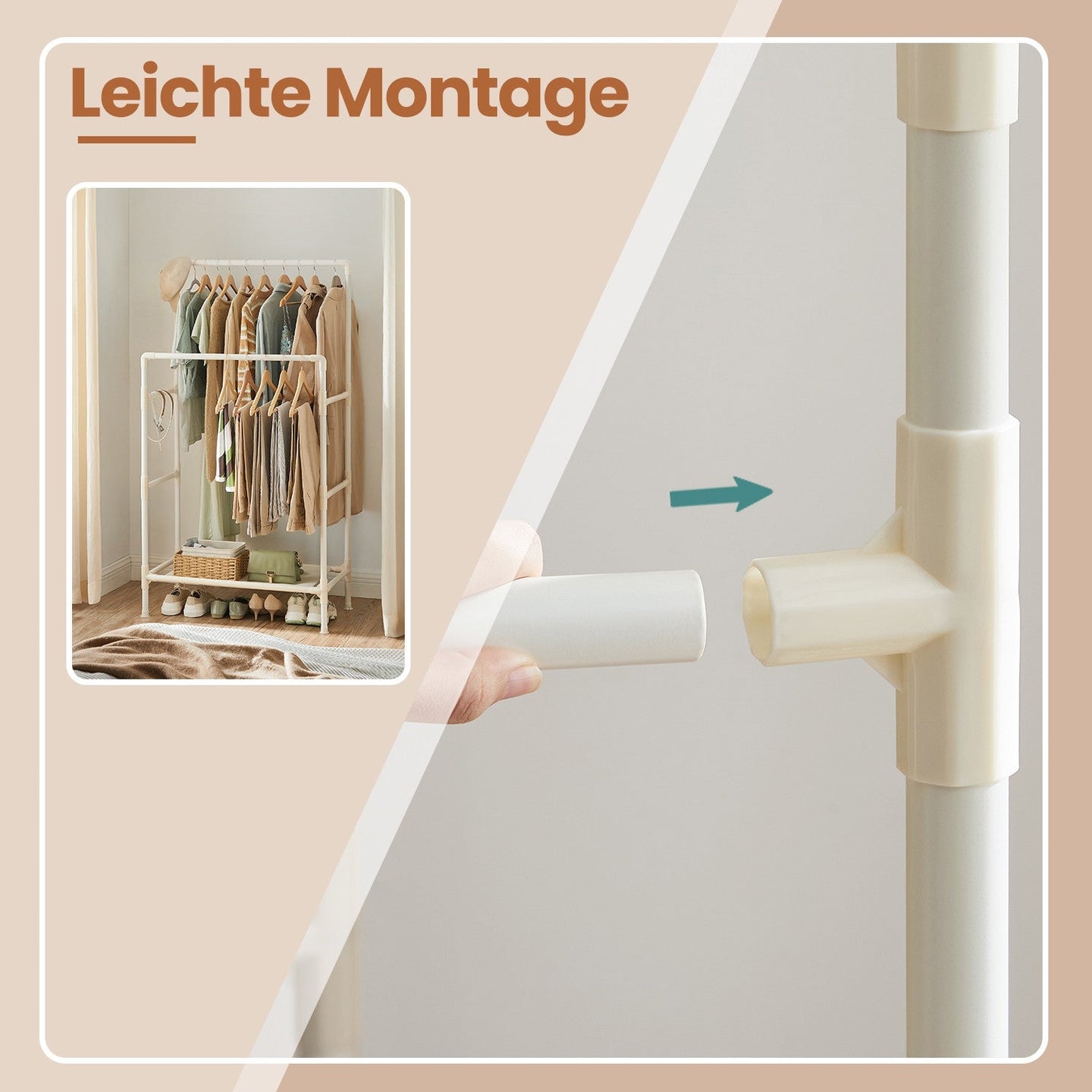 Clothes Rack - 55 kg - Metal - 2 Hanging Rails