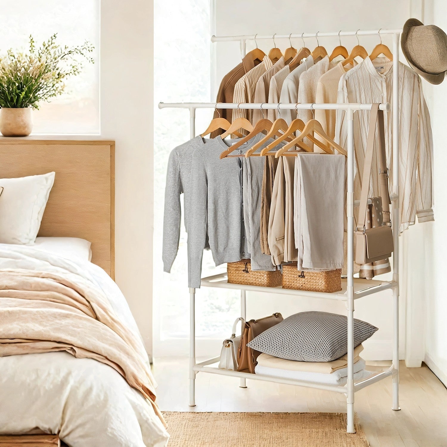 Clothes Rack - 70 kg - Metal - 2 Hanging Rails