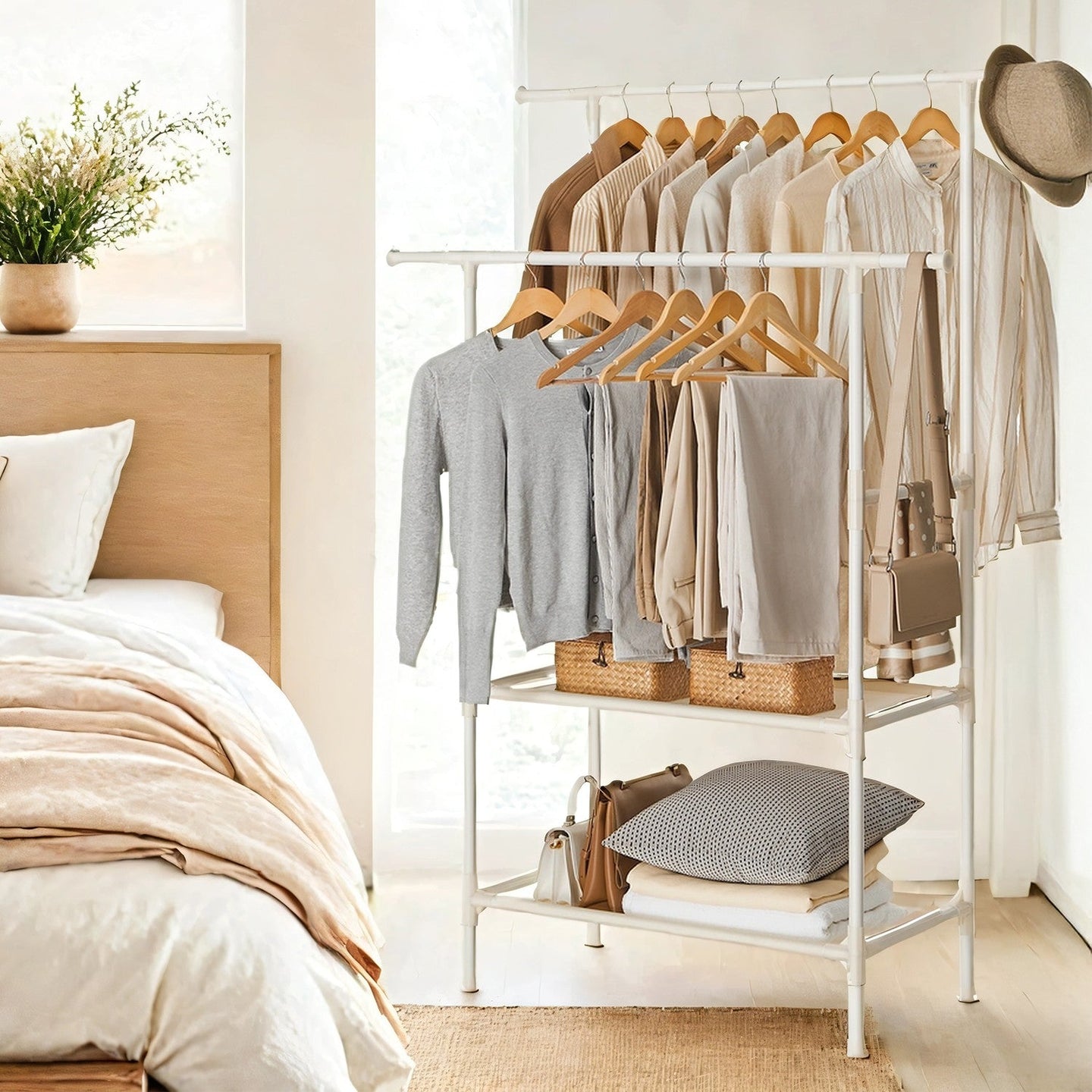Clothes Rack - 70 kg - Metal - 2 Hanging Rails