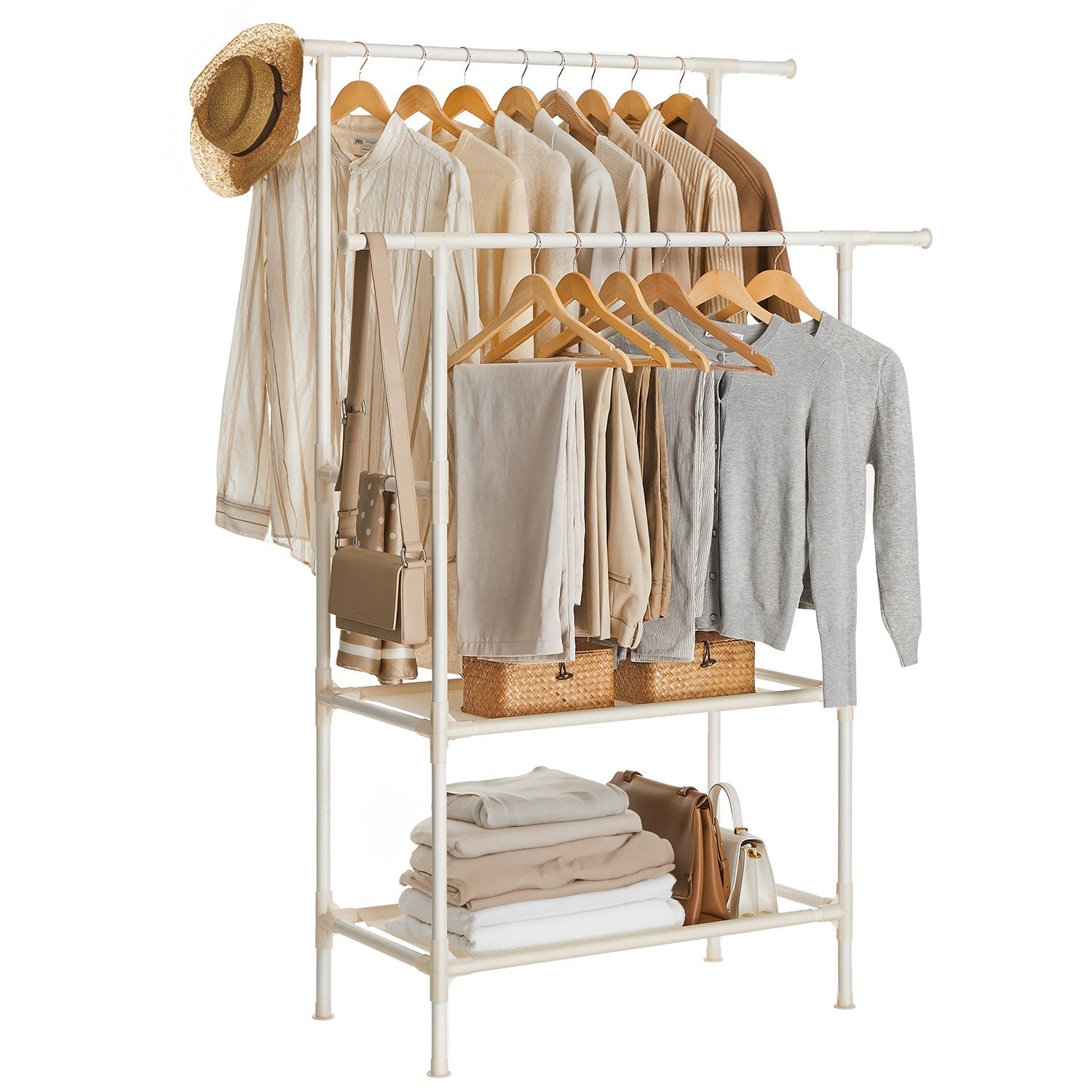 Clothes Rack - 70 kg - Metal - 2 Hanging Rails