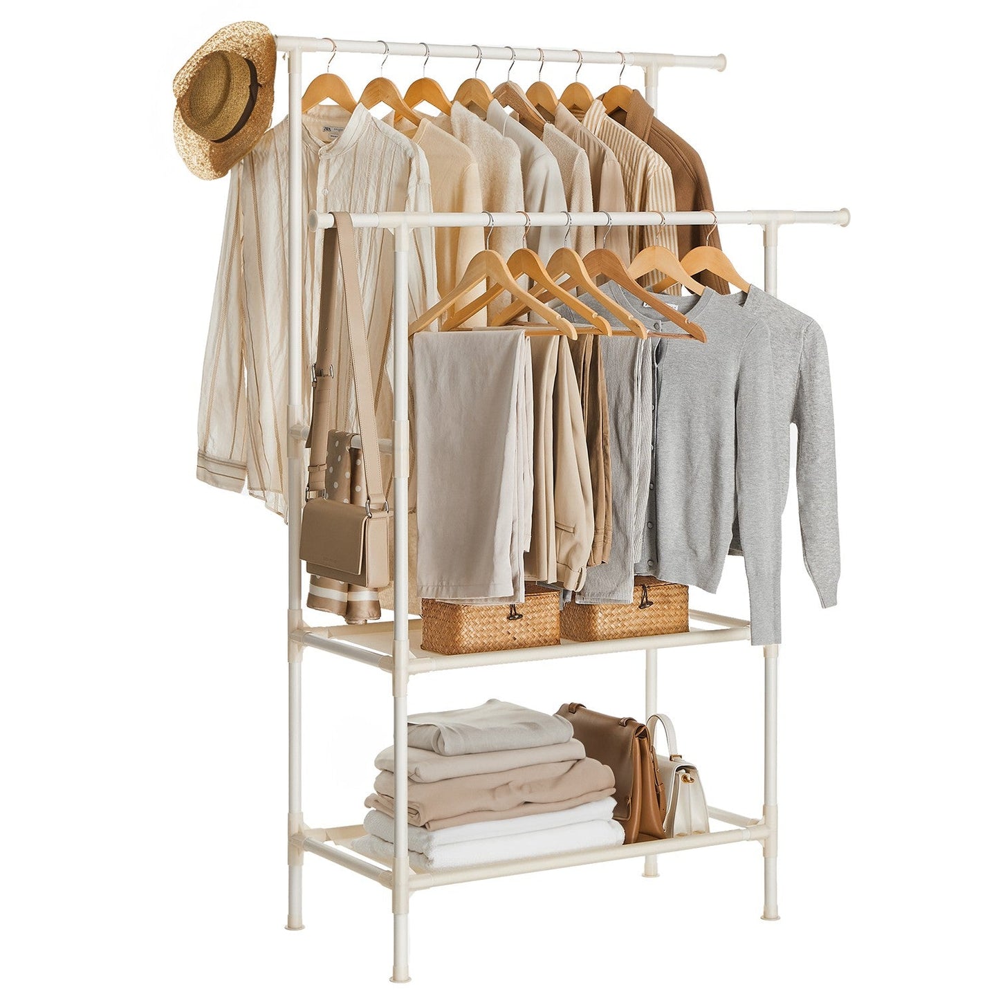 Clothes Rack - 70 kg - Metal - 2 Hanging Rails