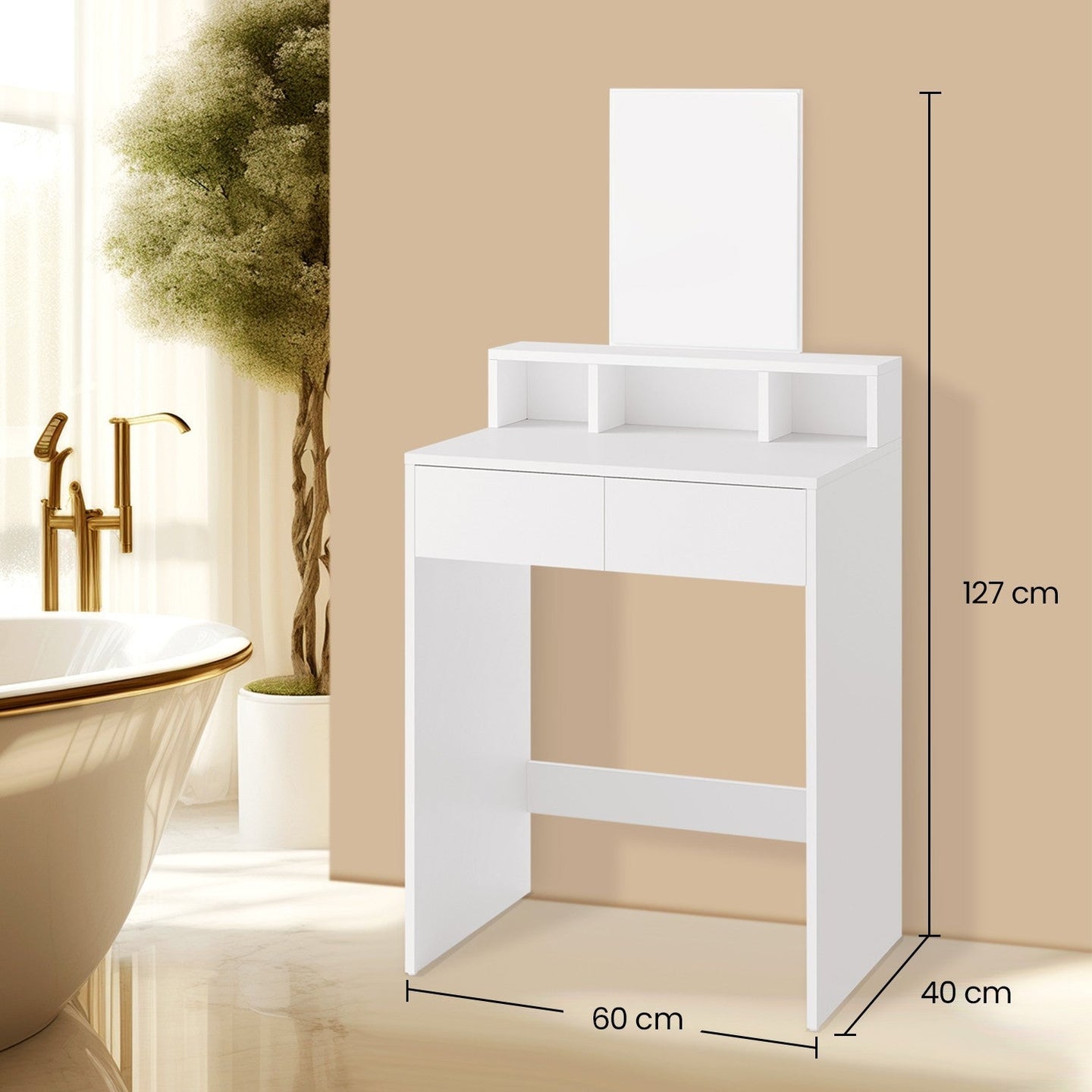 Vanity Table - Wood - Cloud White
