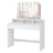 Makeup Vanity Desk - Wood - White - Tri-Fold Mirror