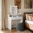 Vanity Table - MDF - White - LED Mirror with Adjustable Brightness and Storage Compartments