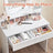 Vanity Table - MDF - White - LED Mirror with Adjustable Brightness and Storage Compartments