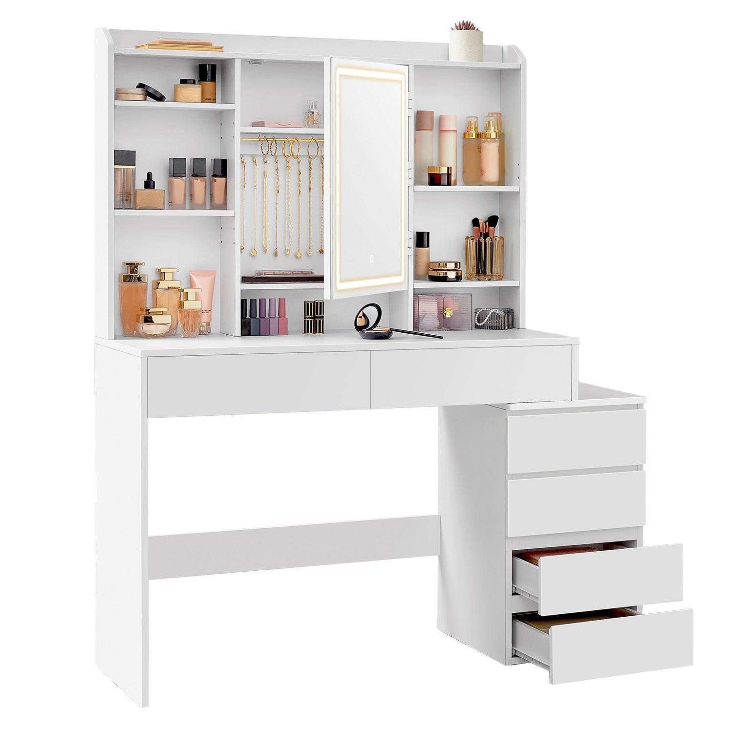 Makeup Desk - MDF - Cloud White - Drawers