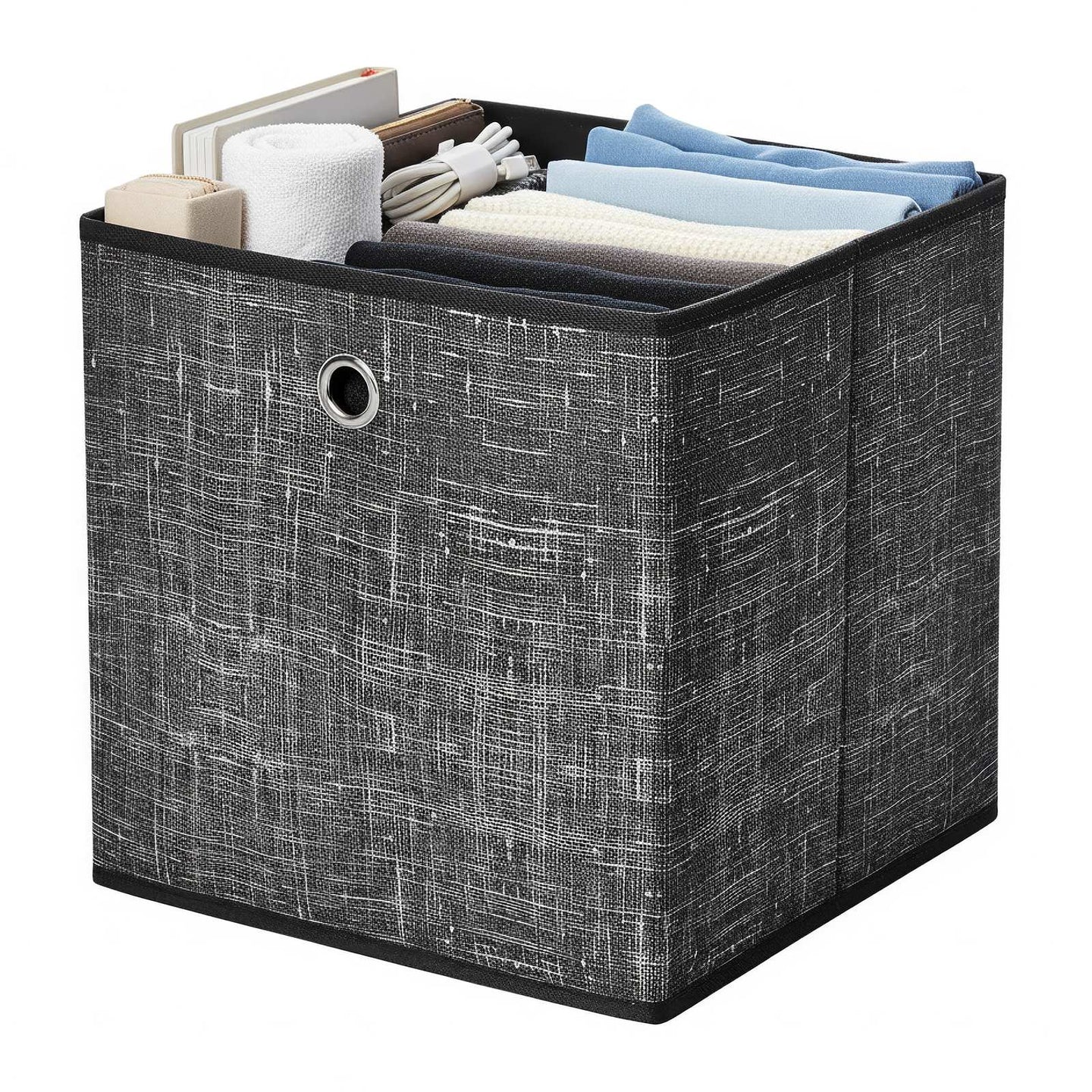 Cube Organisers - Thick Cardboard and Fabric - Black - with Handles