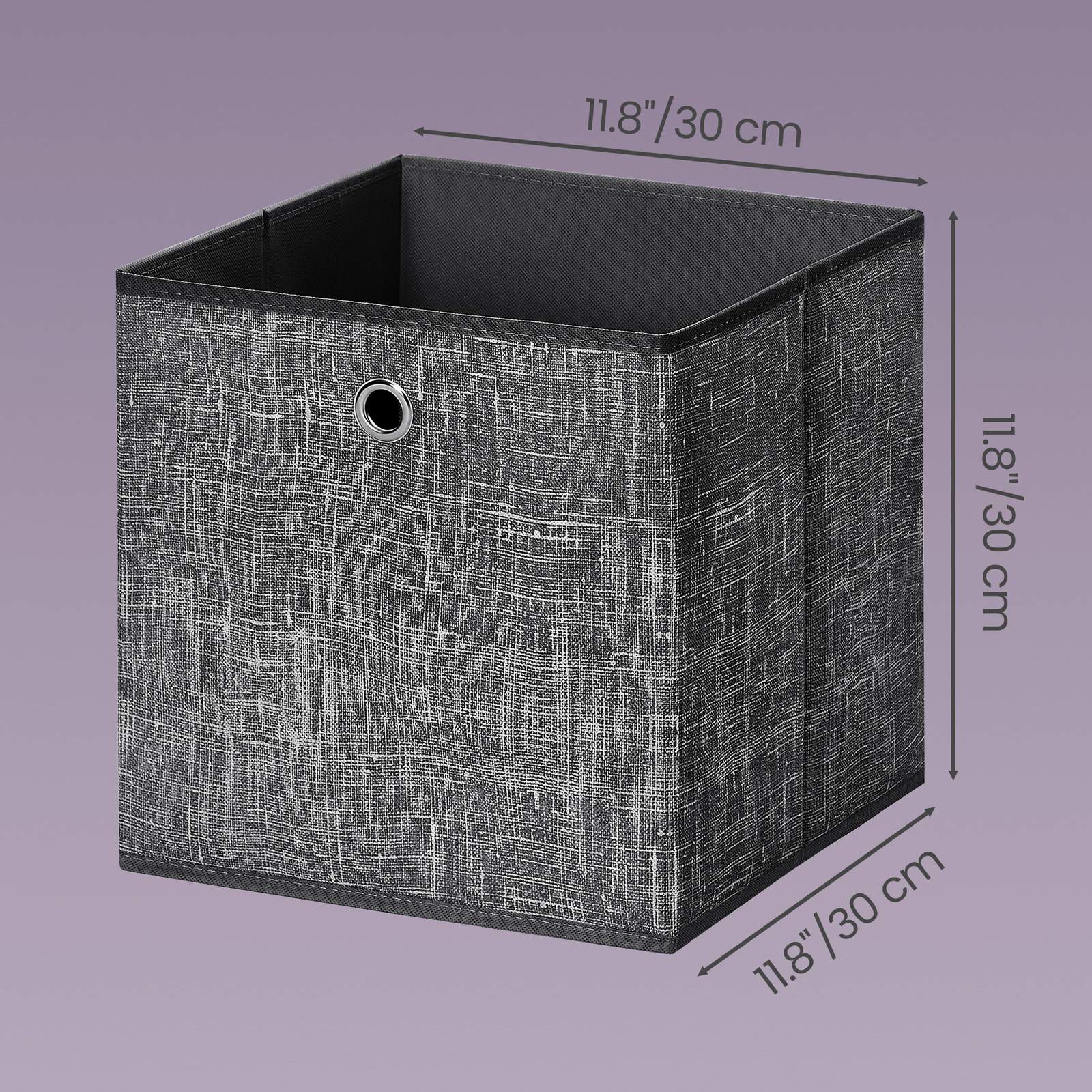 Cube Organisers - Thick Cardboard and Fabric - Black - with Handles