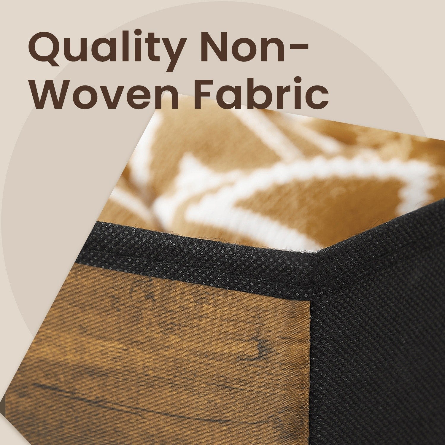 Set of 6 Foldable Storage Boxes - Non-Woven - Rustic Brown and Black - 30 x 30 x 30 cm