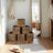 Set of 6 Foldable Storage Boxes - Non-Woven - Rustic Brown and Black - 30 x 30 x 30 cm