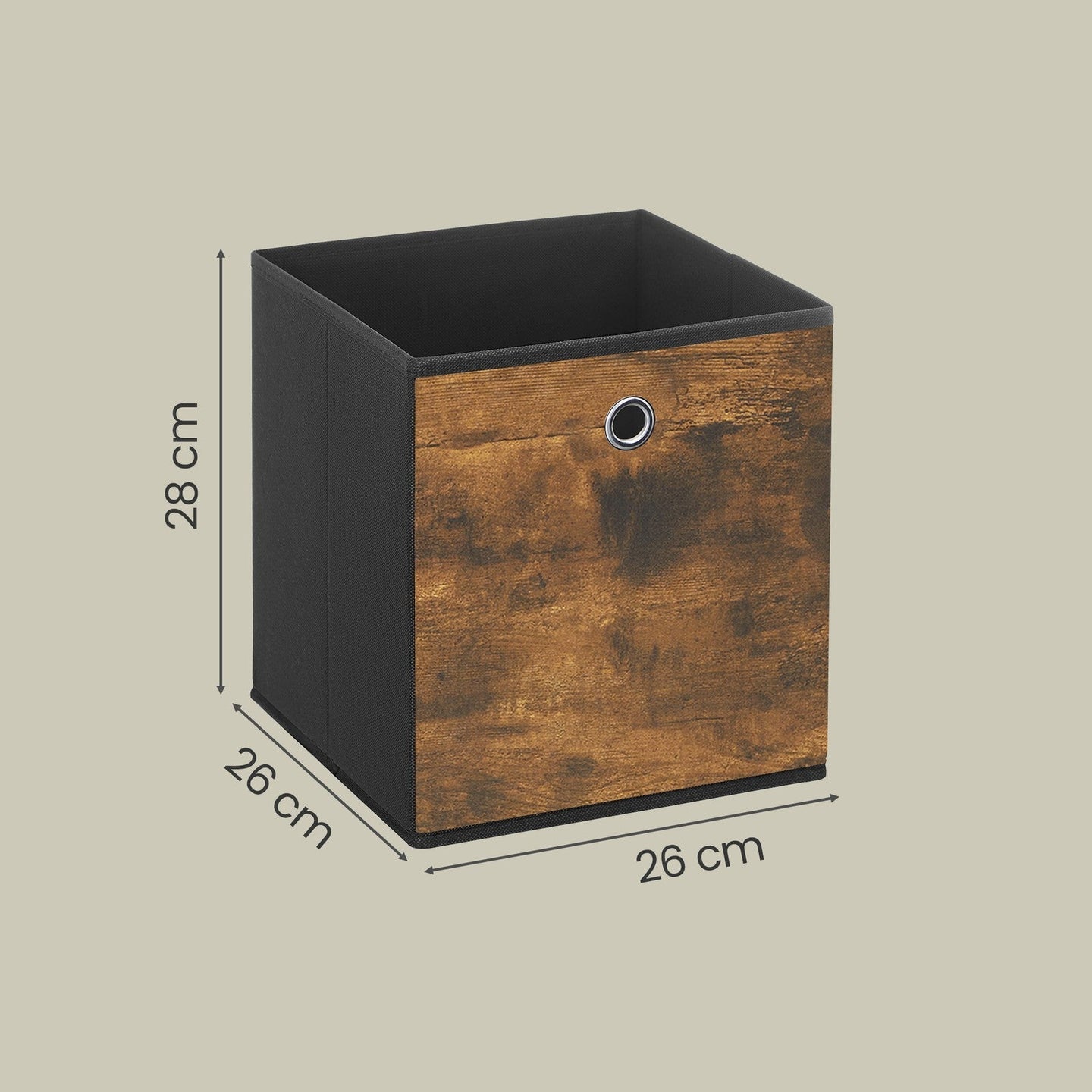 Storage Cubes - Oxford - Rustic Brown and Black - Foldable Set of 6 with Handle