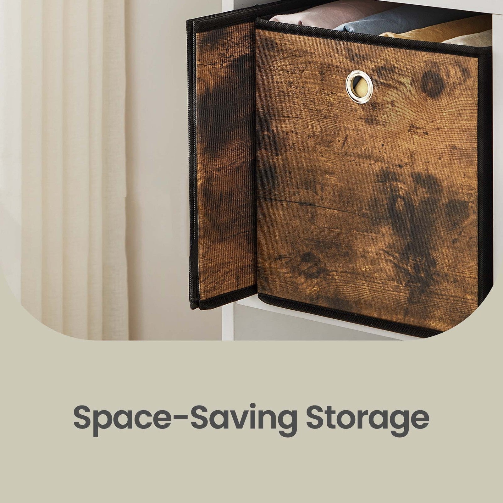 Storage Cubes - Oxford - Rustic Brown and Black - Foldable Set of 6 with Handle