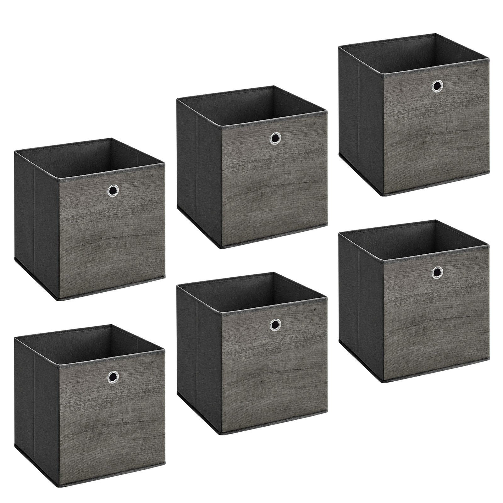 Storage Cubes - Oxford - Rustic Brown and Black - Foldable Set of 6 with Handle