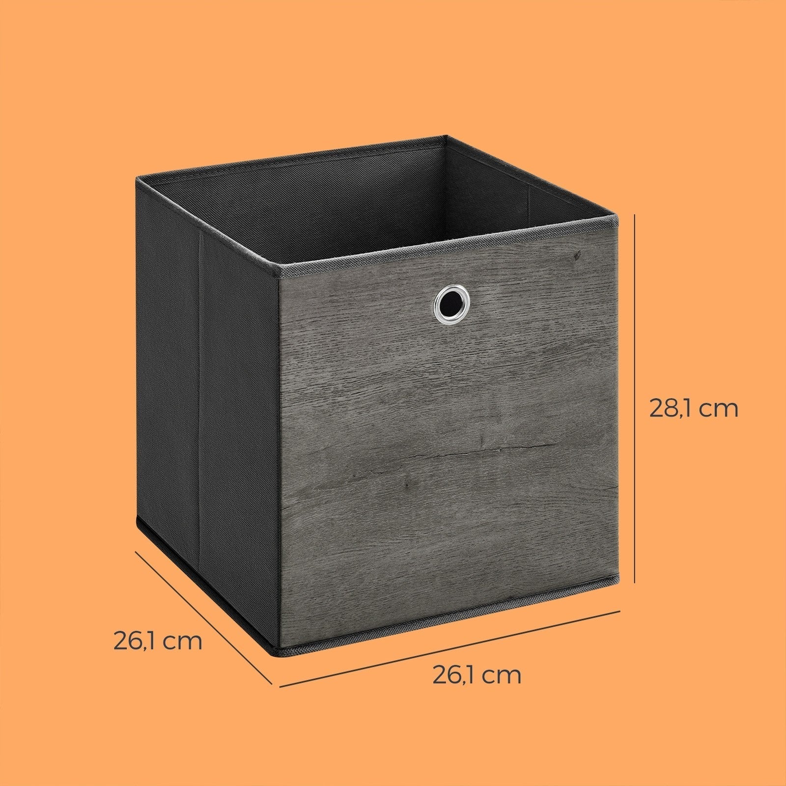 Storage Cubes - Oxford - Rustic Brown and Black - Foldable Set of 6 with Handle