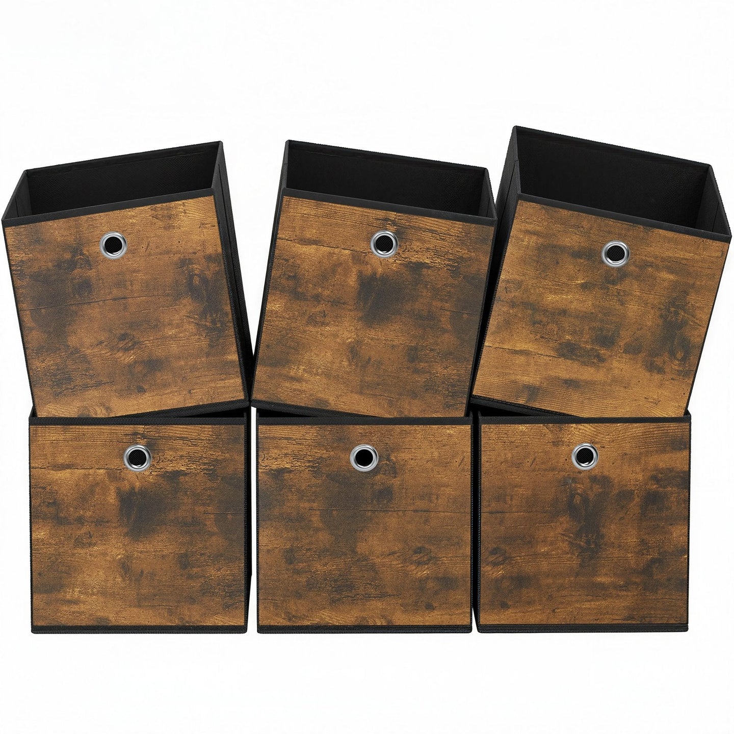 Storage Boxes - Non-Woven Fabric - Grey - Foldable Set of 6 with Handle