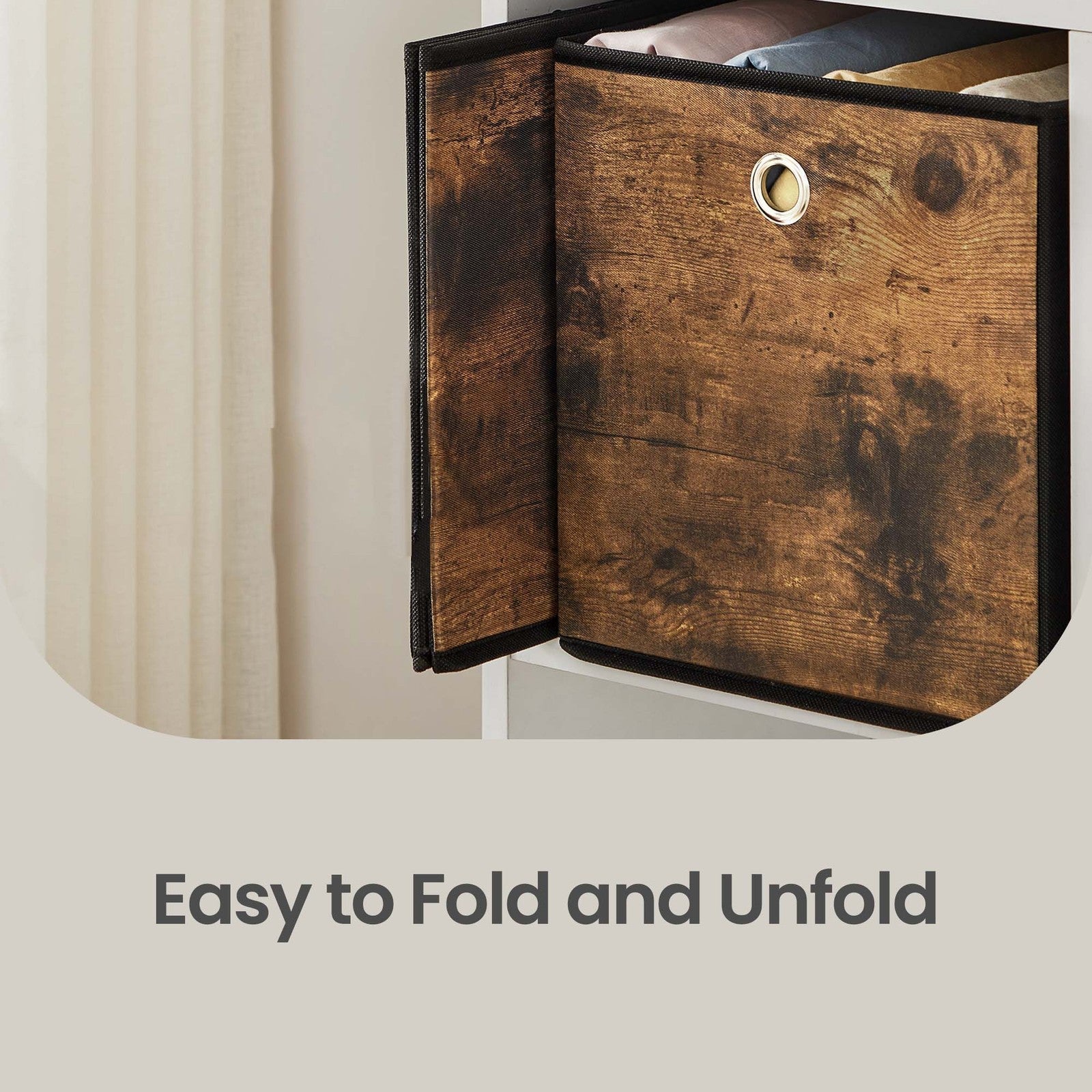 Storage Boxes - Non-Woven Fabric - Grey - Foldable Set of 6 with Handle