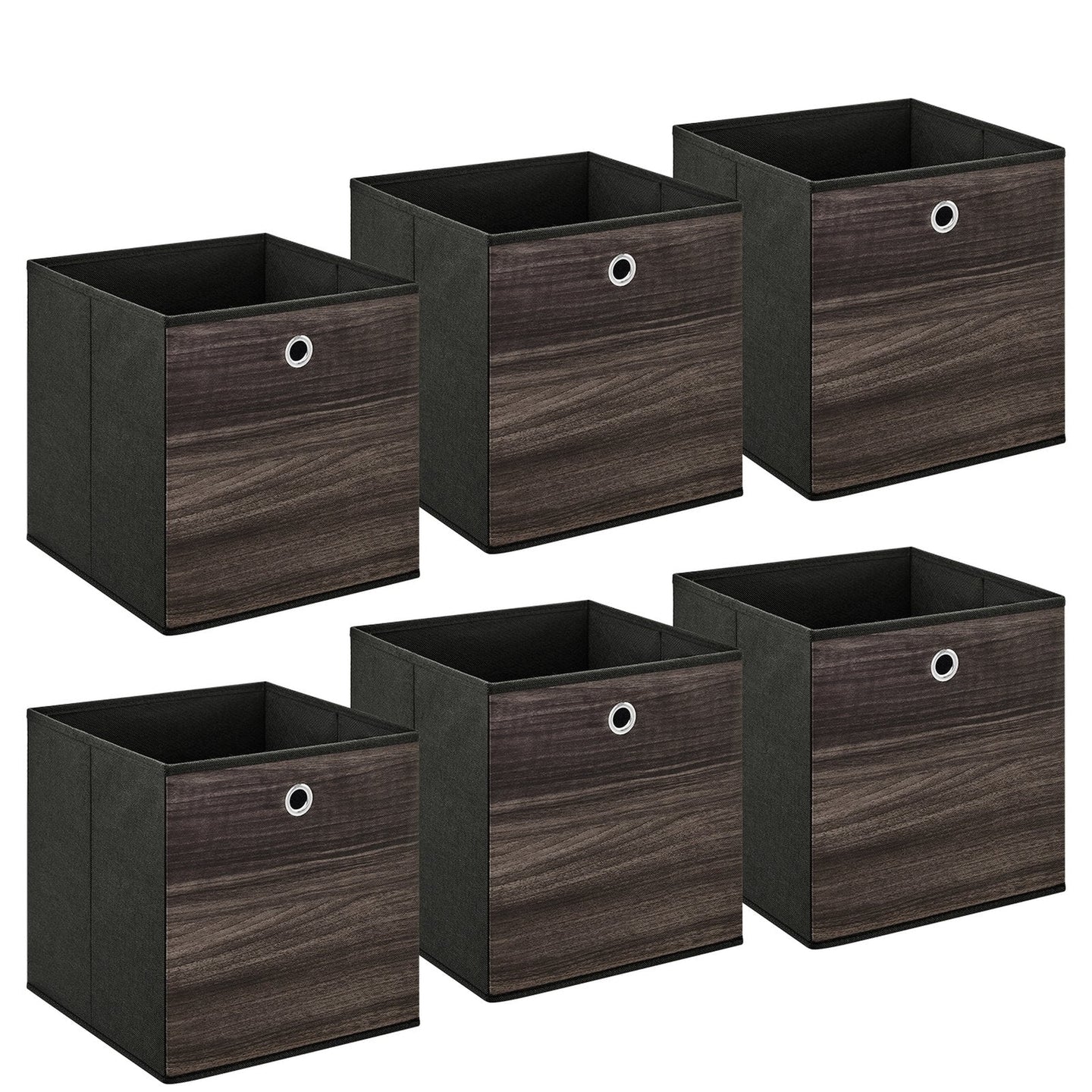 Storage Boxes - Non-Woven Fabric - Grey - Foldable Set of 6 with Handle