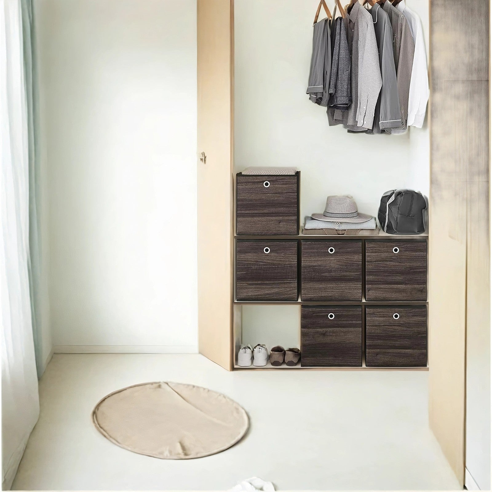 Storage Boxes - Non-Woven Fabric - Grey - Foldable Set of 6 with Handle