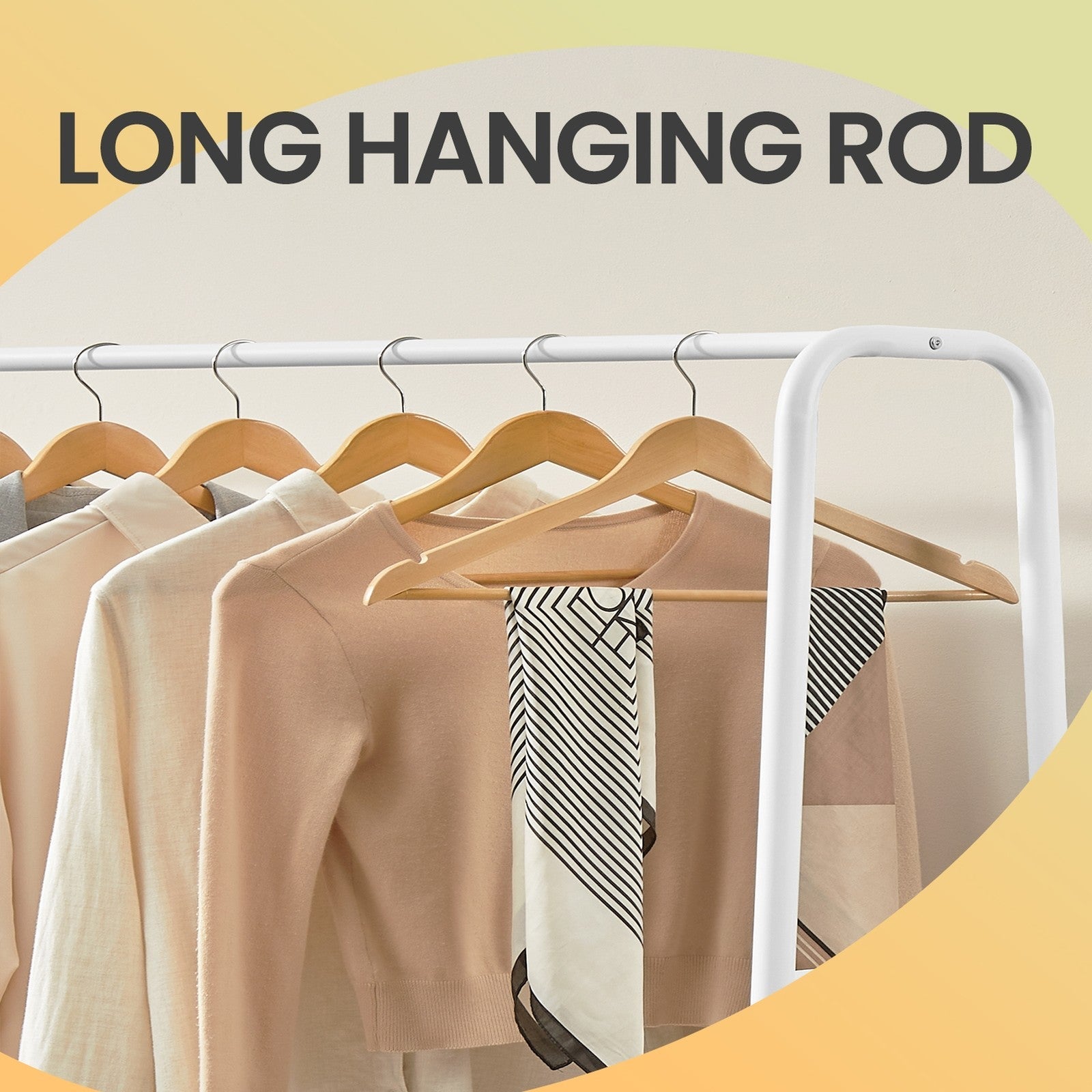 Heavy-Duty Clothes Rack - Steel - Cloud & Matte White - 2 Shelves and 6 S-Hooks