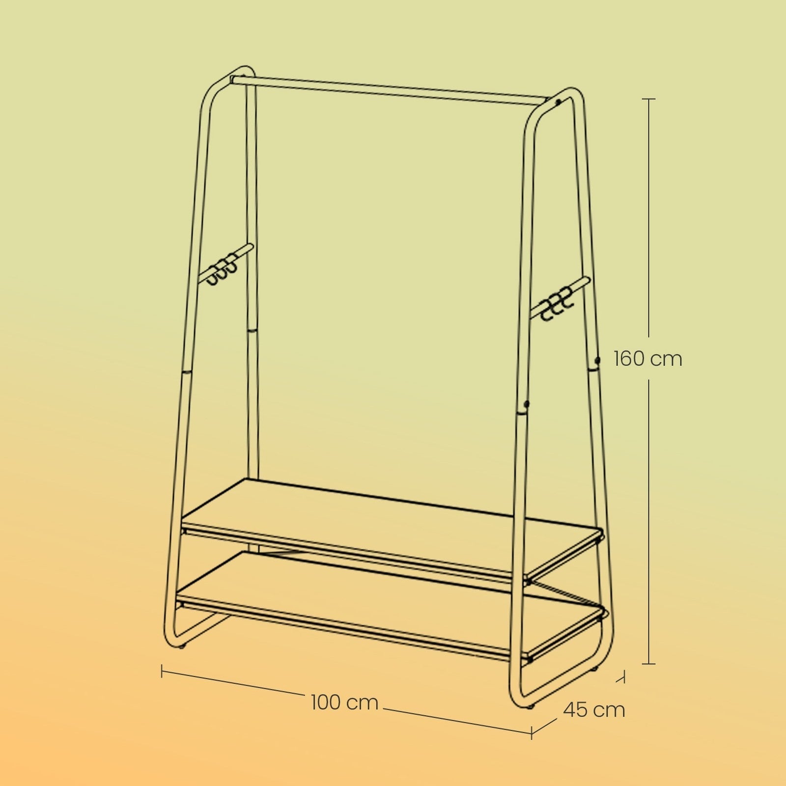 Heavy-Duty Clothes Rack - Steel - Cloud & Matte White - 2 Shelves and 6 S-Hooks