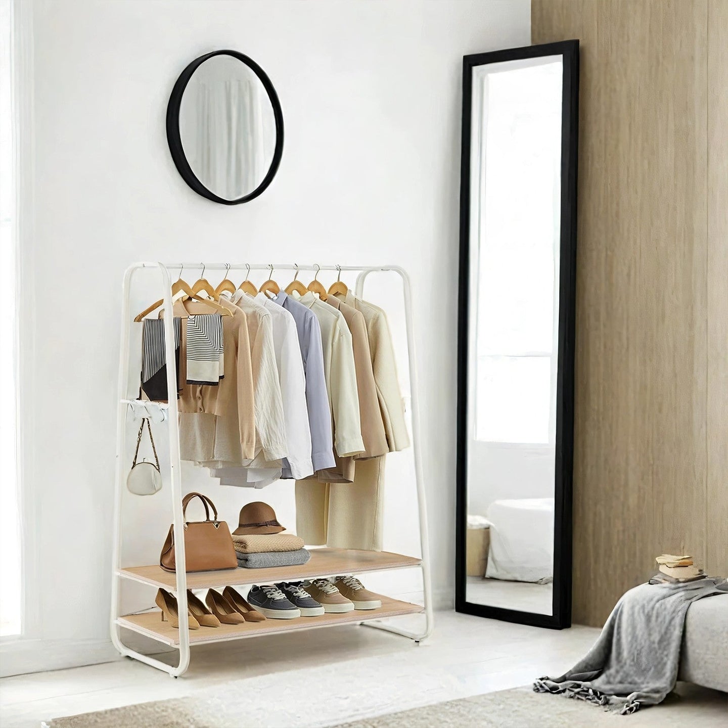 Clothes Rack - Steel - Rustic Brown and Black