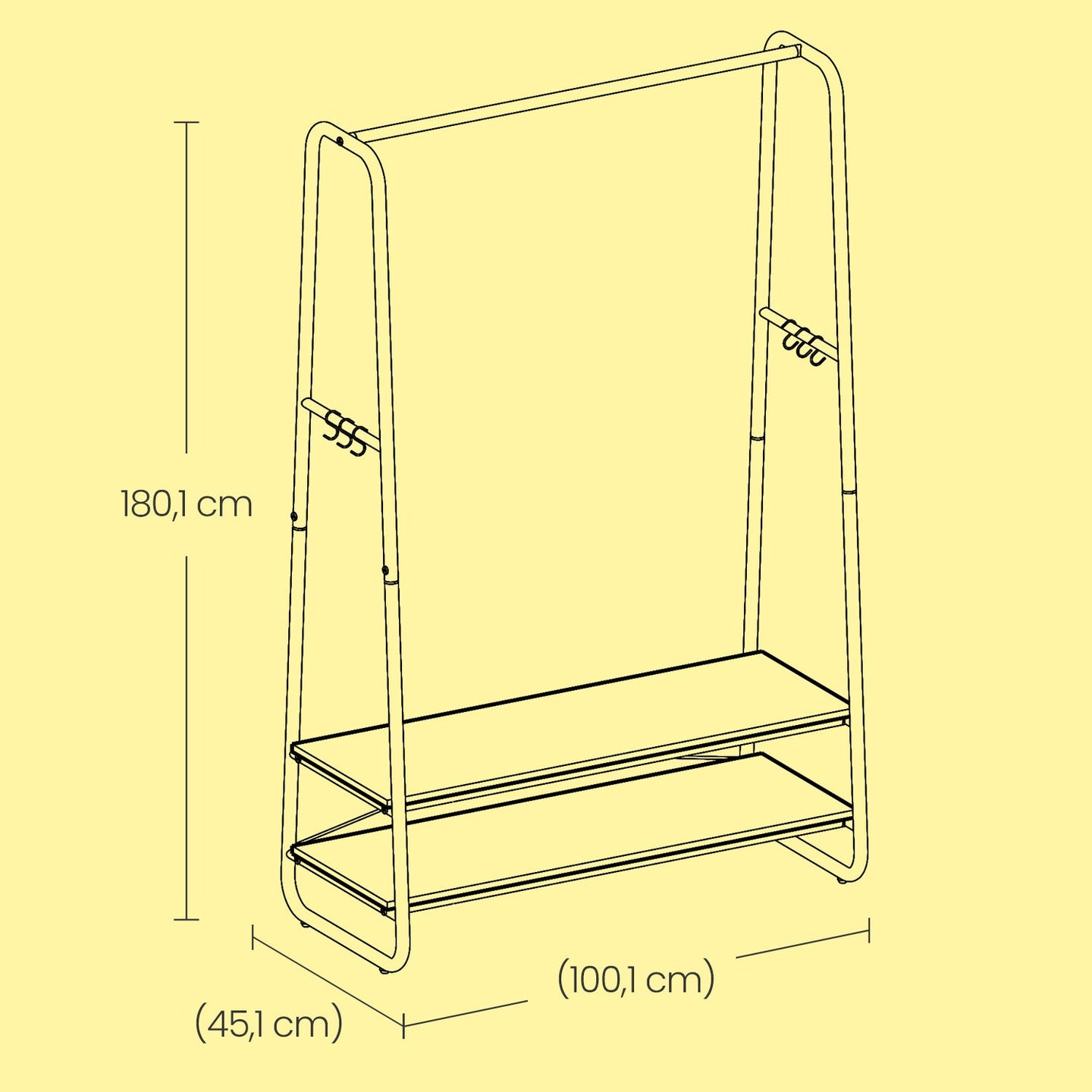 Clothes Rack - Steel - Rustic Brown and Black