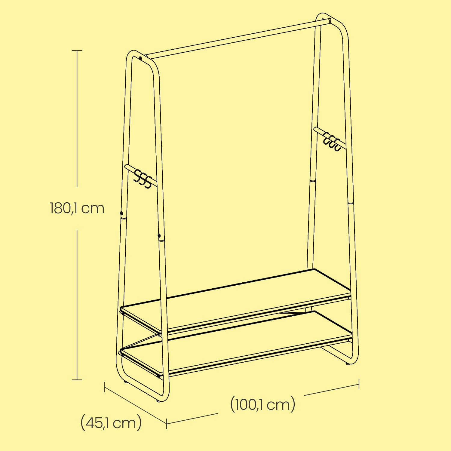 Clothes Rack - Steel - Rustic Brown and Black