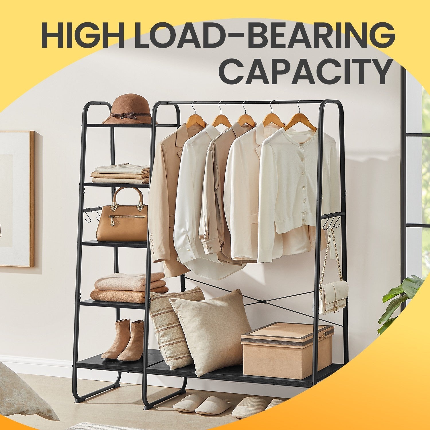 Garment Rack - Metal - Ebony Black - Shoe Shelf
