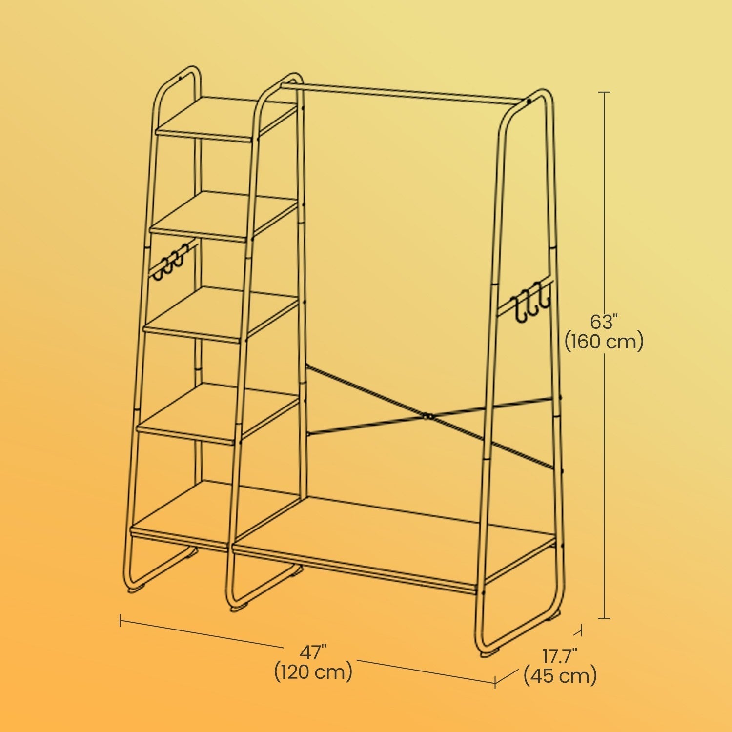 Garment Rack - Metal - Ebony Black - Shoe Shelf