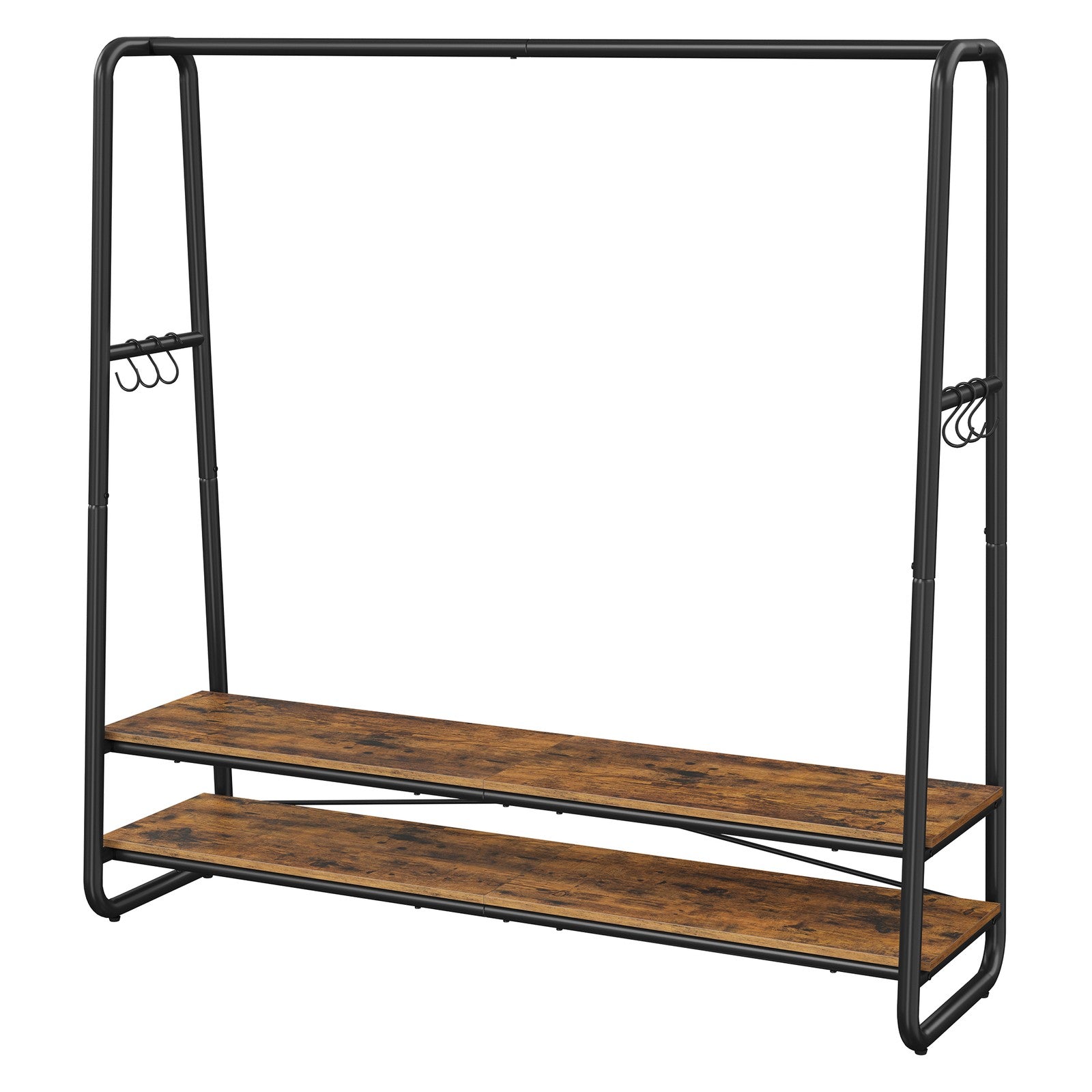 Clothes Rack - Particleboard and steel - Brown - with Shelves