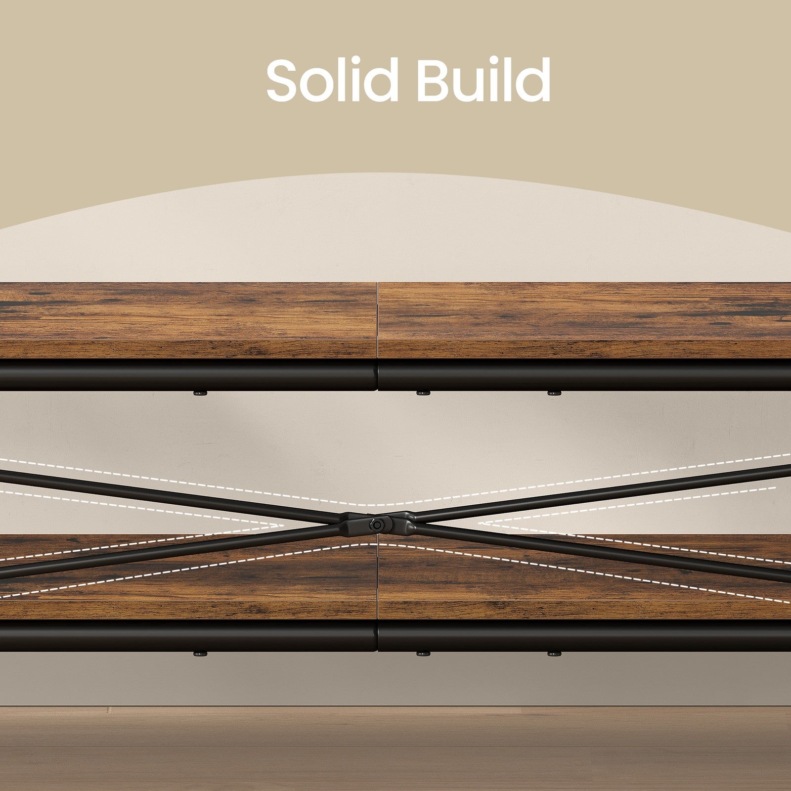 Clothes Rack - Particleboard and steel - Brown - with Shelves