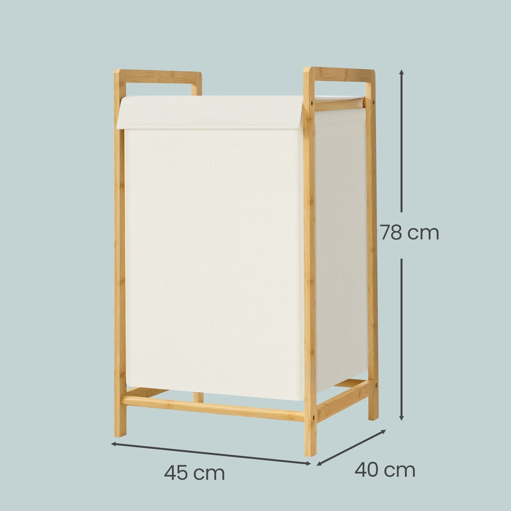 2-Section Clothes Hamper - 100L - Bamboo - Removable Lid