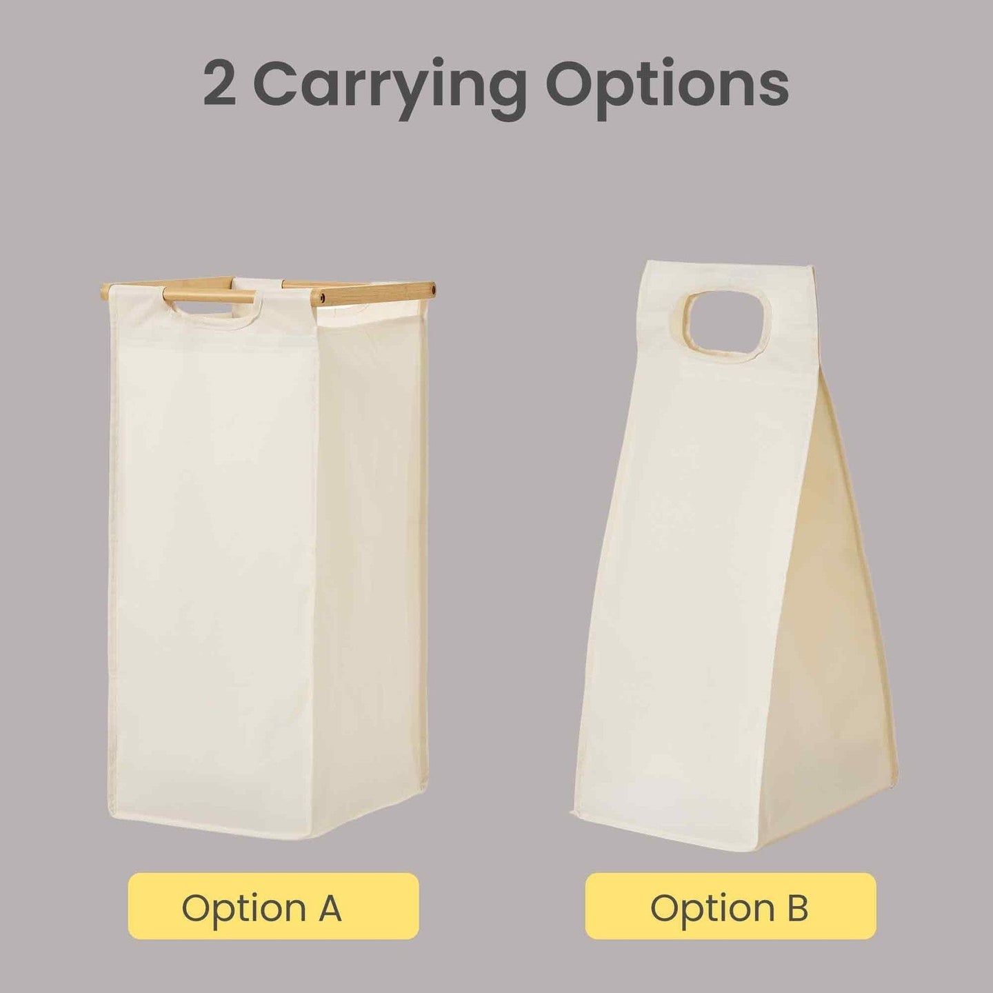 Laundry Sorter - Fabric - Cream White - 3 Compartments with Shelf and Side Pockets