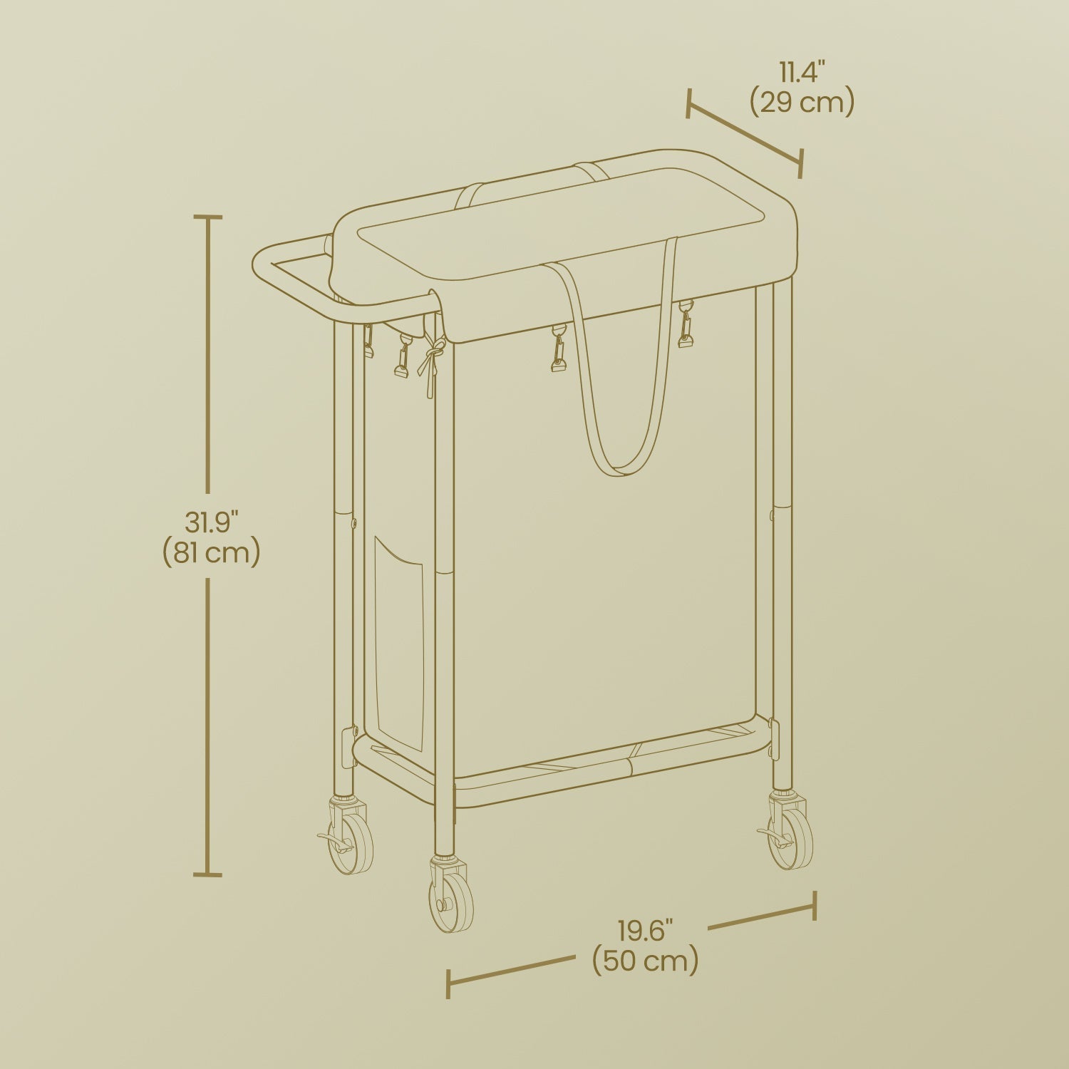 Rolling Laundry Hamper - Steel Frame - Grey - Removable Liner