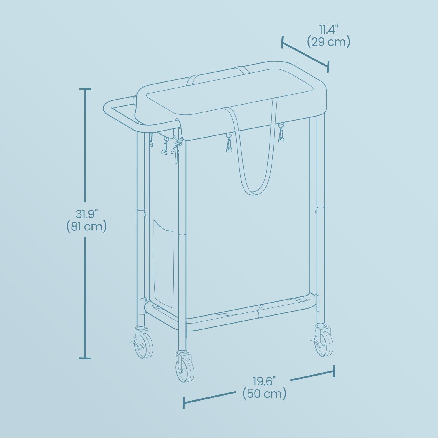 Rolling Laundry Hamper - Steel Frame - Grey - Removable Liner
