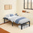 Single Metal Bed Frame - Metal - Black - Includes Bedside Shelves