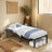 Single Metal Bed Frame - Metal - Black - Includes Bedside Shelves