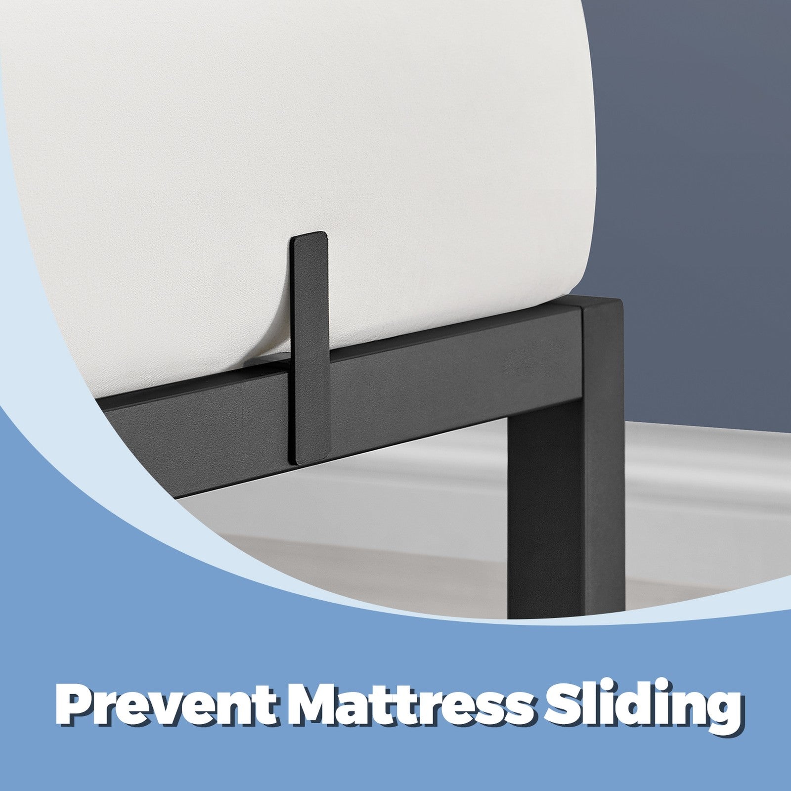 Single Metal Bed Frame - Metal - Black - Includes Bedside Shelves