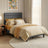 Upholstered Platform Small Double Bed Frame - 120L - Metal - Adjustable Headboard