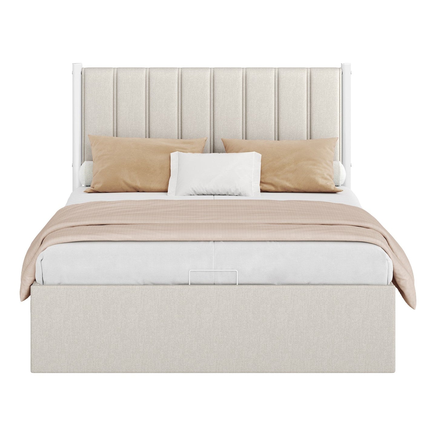 Double Ottoman Bed - 135x190cm - Steel - Hydraulic Lift Storage