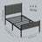 Metal Platform Bed - 90L - Steel - Upholstered Headboard