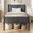 Metal Platform Bed - 90L - Steel - Upholstered Headboard