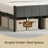 Metal Platform Bed - 90L - Steel - Upholstered Headboard