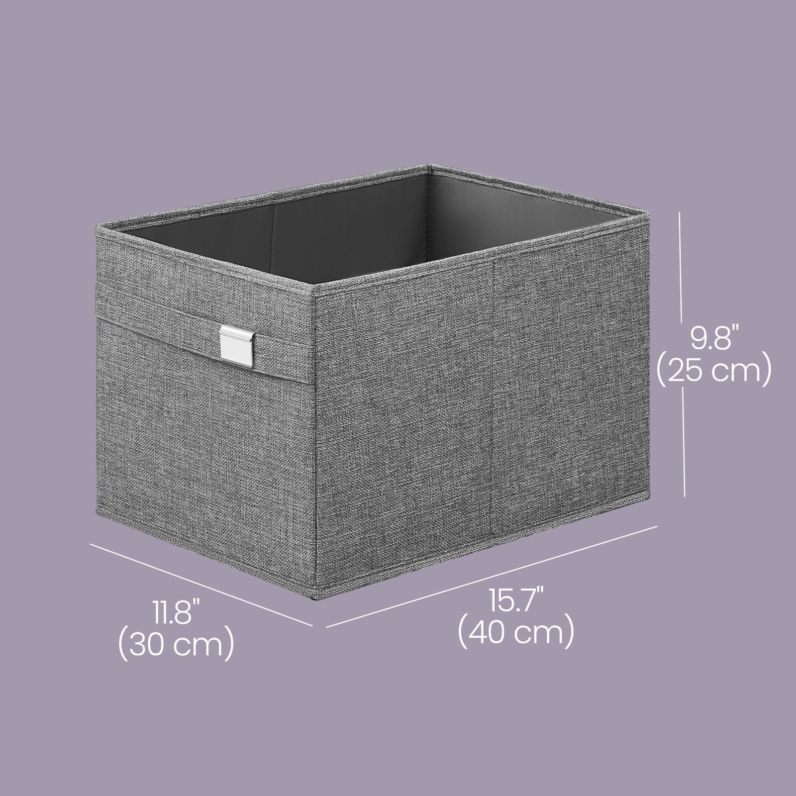 Set of 2 Foldable Wardrobe Storage Baskets - Oxford - Grey - Washable with Handles and Metal Label Holders