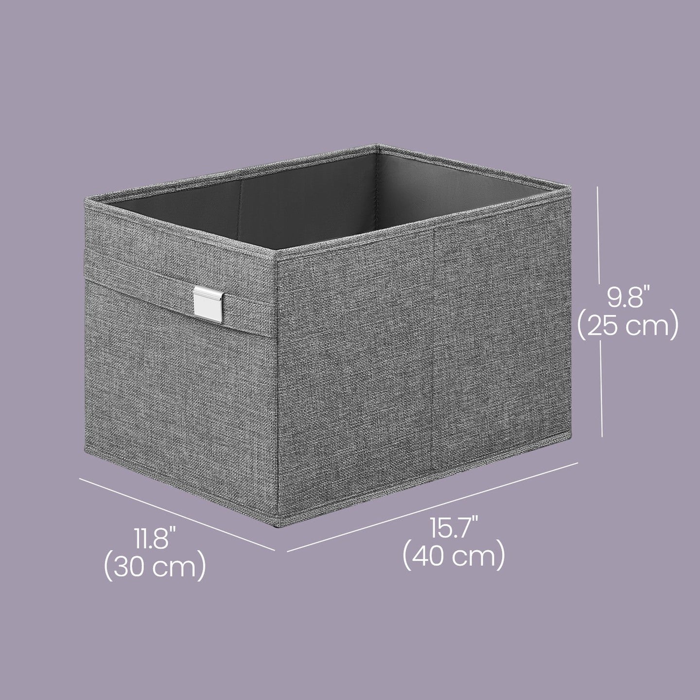 Set of 2 Foldable Wardrobe Storage Baskets - Oxford - Grey - Washable with Handles and Metal Label Holders