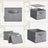 Set of 3 Fabric Storage Bins - Non-Woven Fabric and Plastic - Grey