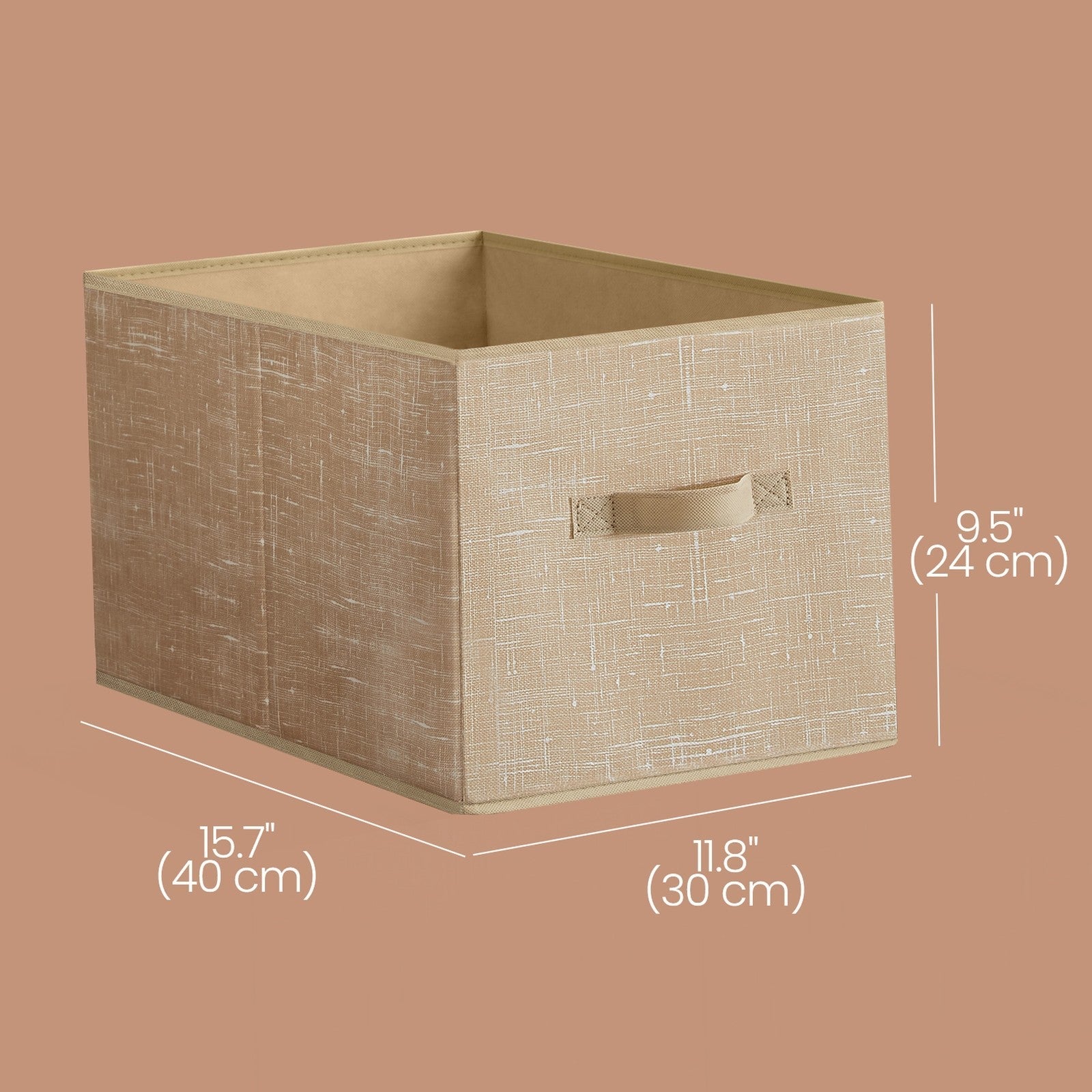 Set of 3 Fabric Storage Bins - Fabric - Ink Black - Foldable with Handles and Label Holders